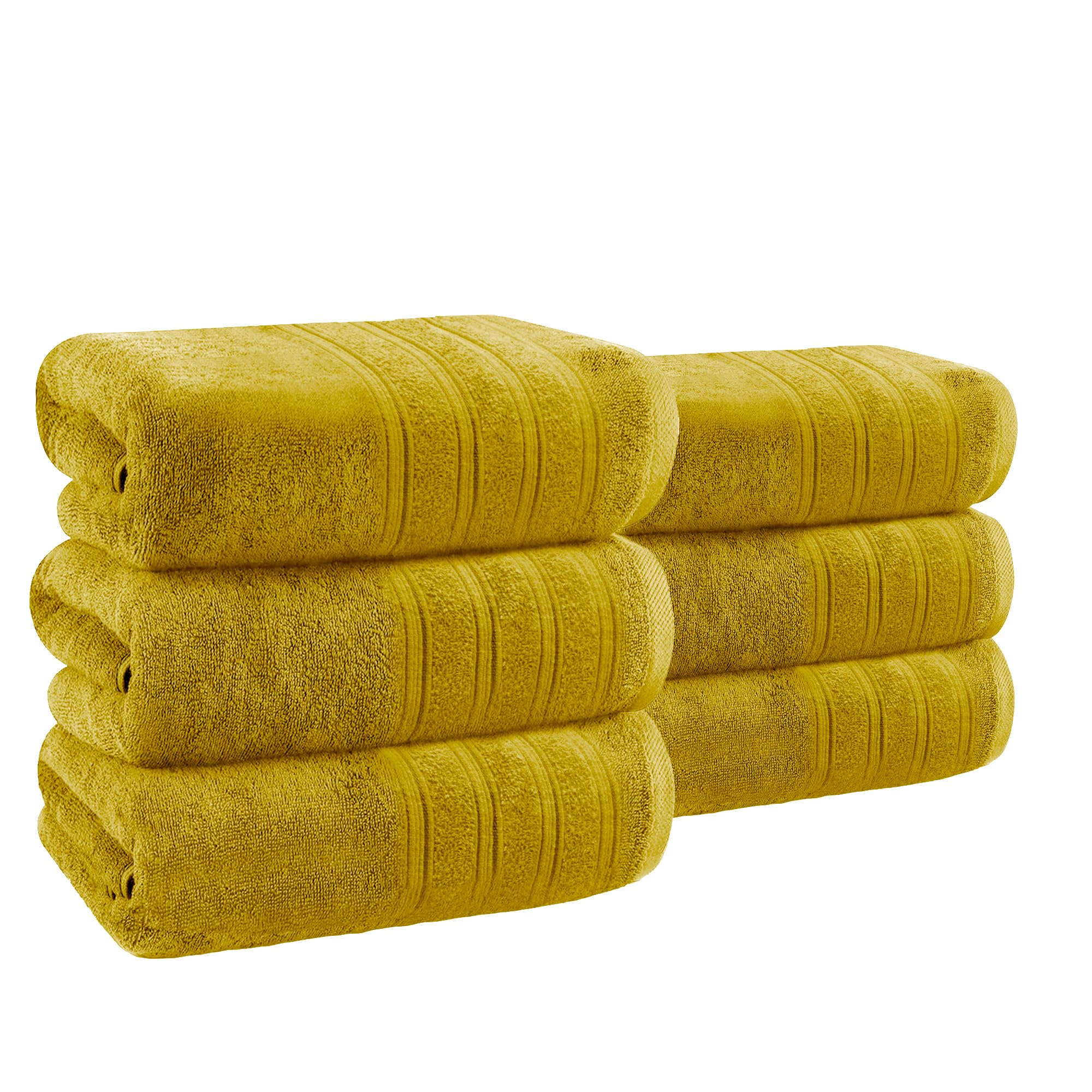 Velosso 6 Pack Hampi Bath Towels Luxuriously Soft, Highly Absorbent 100% Combed Ring Spun Cotton, Oversized Thick Hampi Bath Towels 68 x 120 cm, Premium Hampi Bath Towels Spa & Hotel (Yellow)