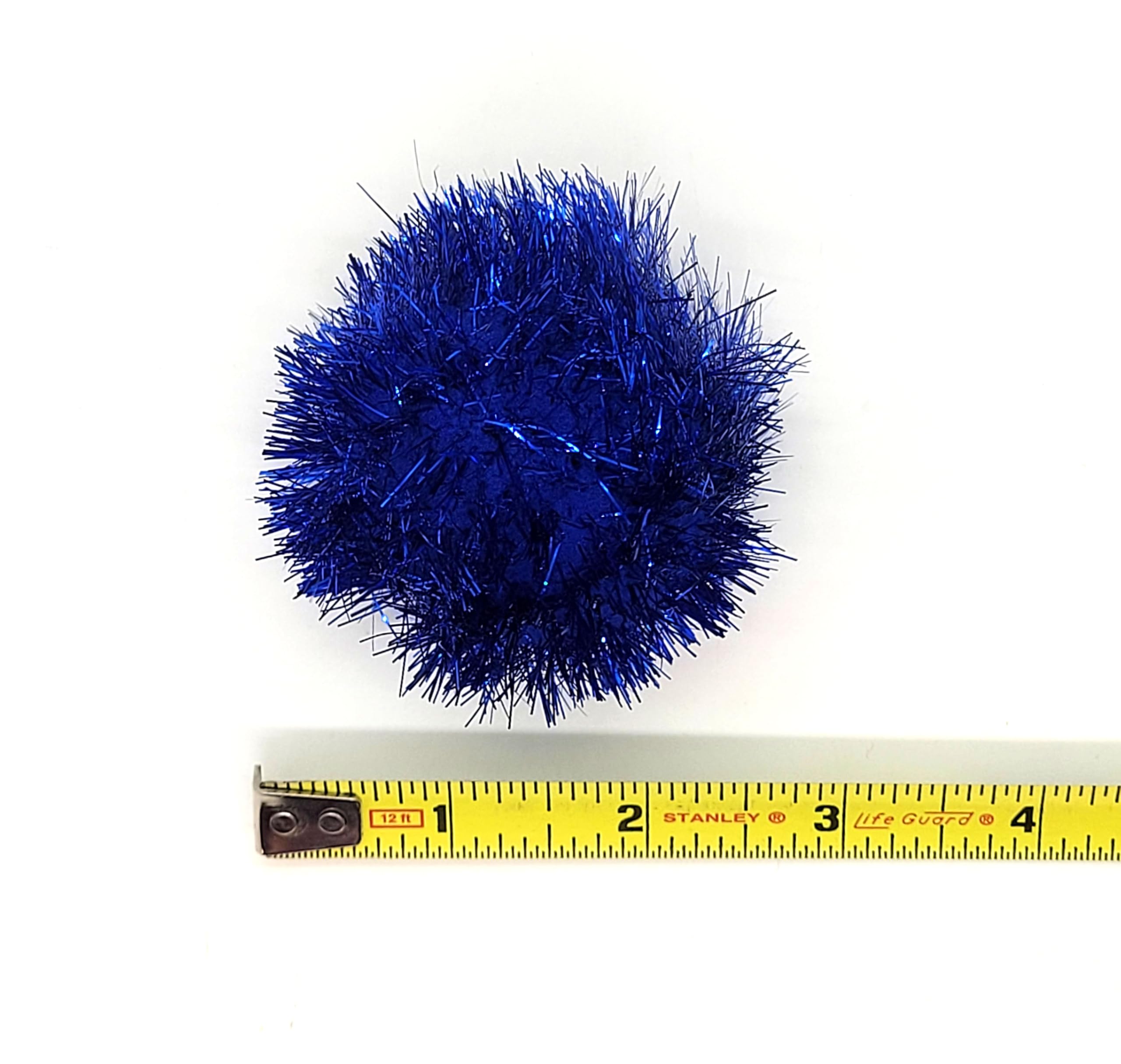 Tuff Kitty Puff Juguete jumbo de 2 pulgadas con bola brillante para gatos, paquete de 6 unidades, elige un color (azul)