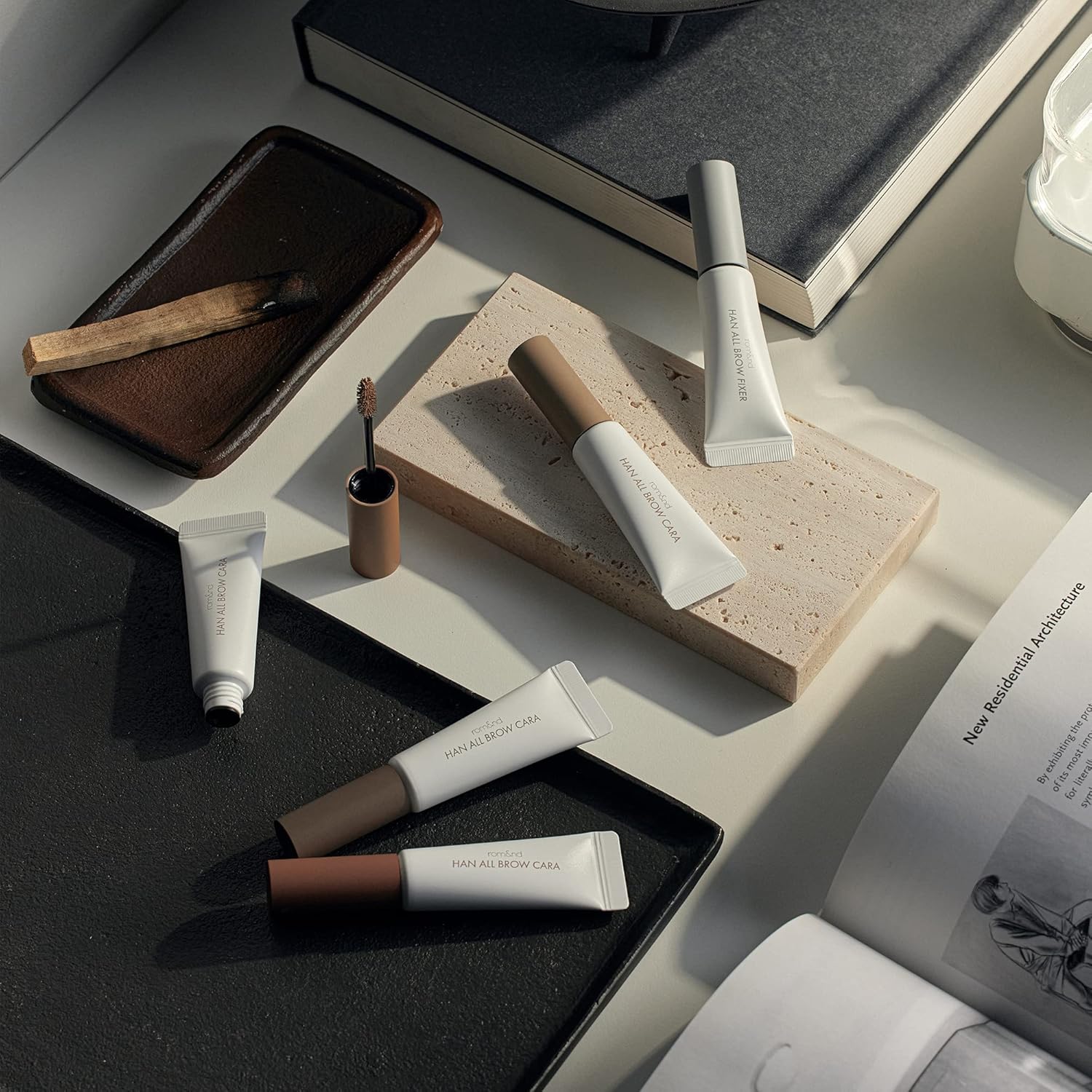 rom&nd HAN ALL BROW CARA 01 Grace Taupe - Natural Fluffy Eyebrow Mascara for Dark Hair, Long-Lasting Tinted Brow Gel, Smudge-Proof & Non-Sticky - Image 4