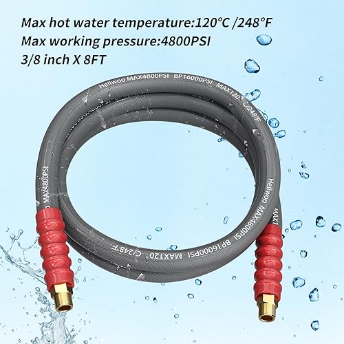 Miniatura 9 de Manguera de látigo para lavadora a presión de 4 pies, manguera de conector de carrete de manguera de 38 pulgadas para lavadora eléctrica, manguera