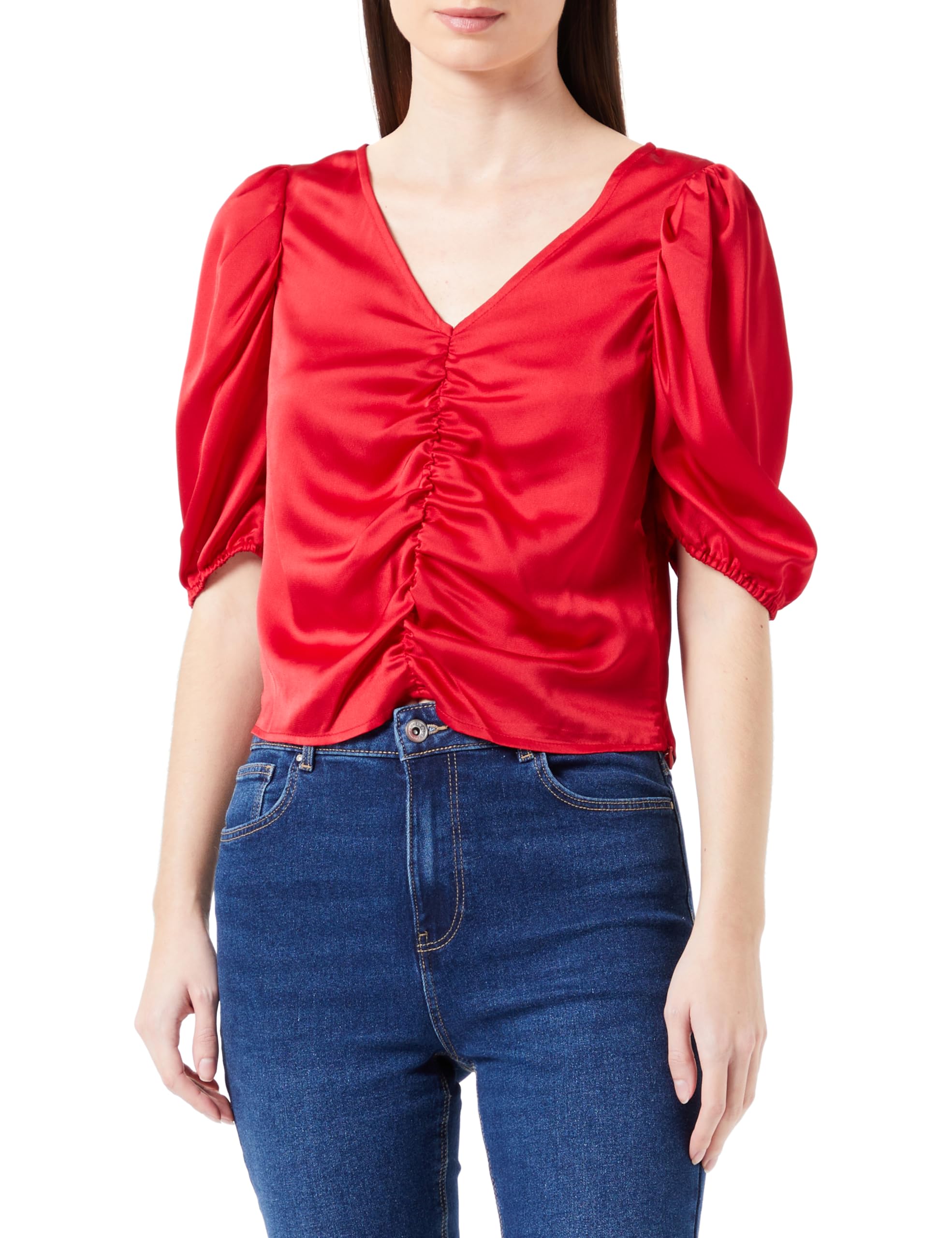 NAEMI Drapiertes Top, Colore: Rosso, M Donna