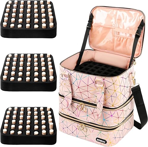 Miniatura 11 de Bolsa Organizadora de Esmalte de Uñas Soporta Esmalte de Uñas (15ml/0.5 fl oz) y Lámpara de Uñas, Estuche de Almacenamiento de Kit de Uñas de Cuero