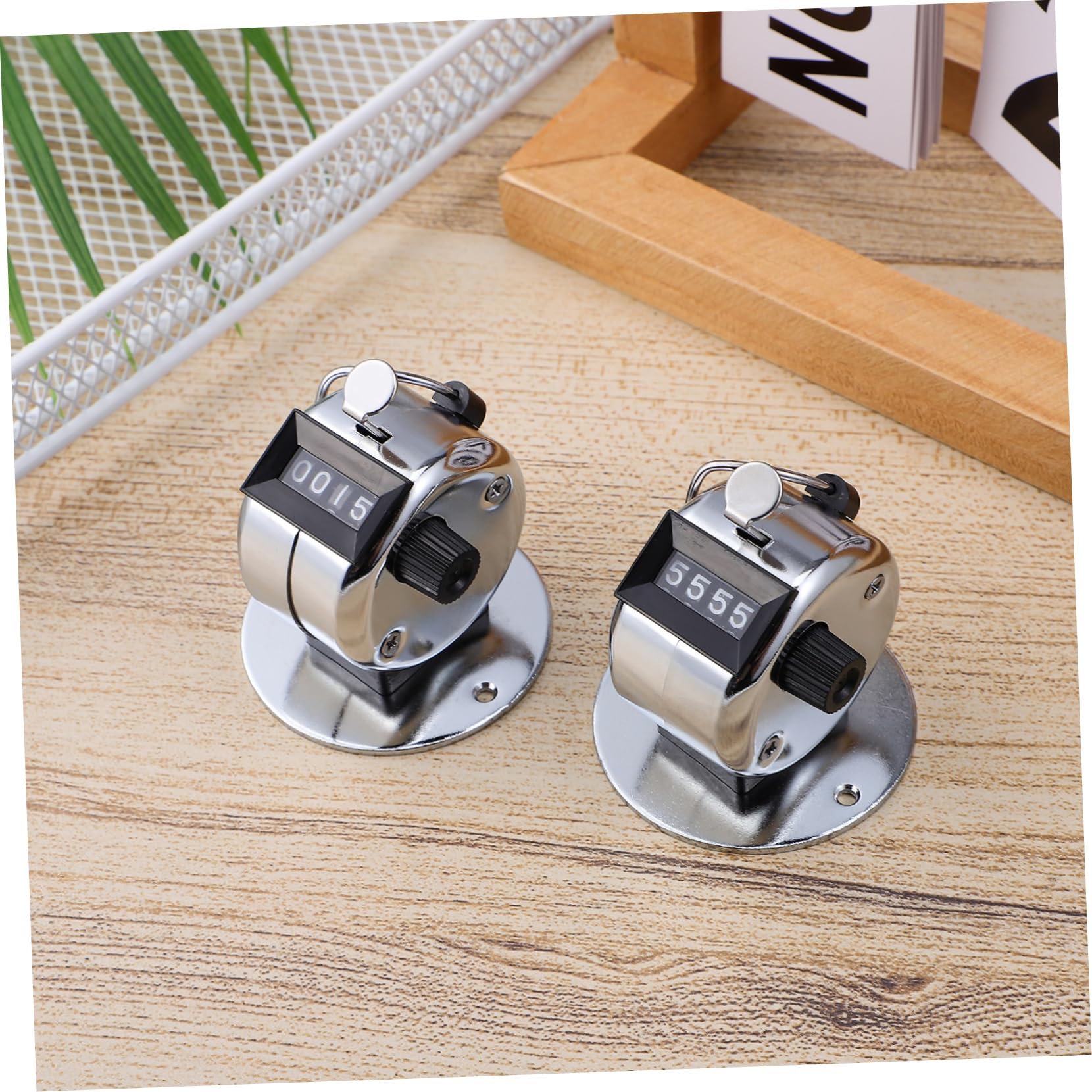 Lot De 2 Compteurs Mécaniques à Cliquet – 0-9999, Remise à Zéro, Anneau De Suspension