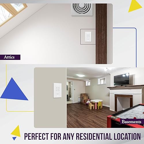 Miniatura 7 de ENERLITES apagador con temporizador de cuenta regresiva de 4 horas sin cable neutral, 5-10-30-60 min, 2-4 horas, para extractores de baño,