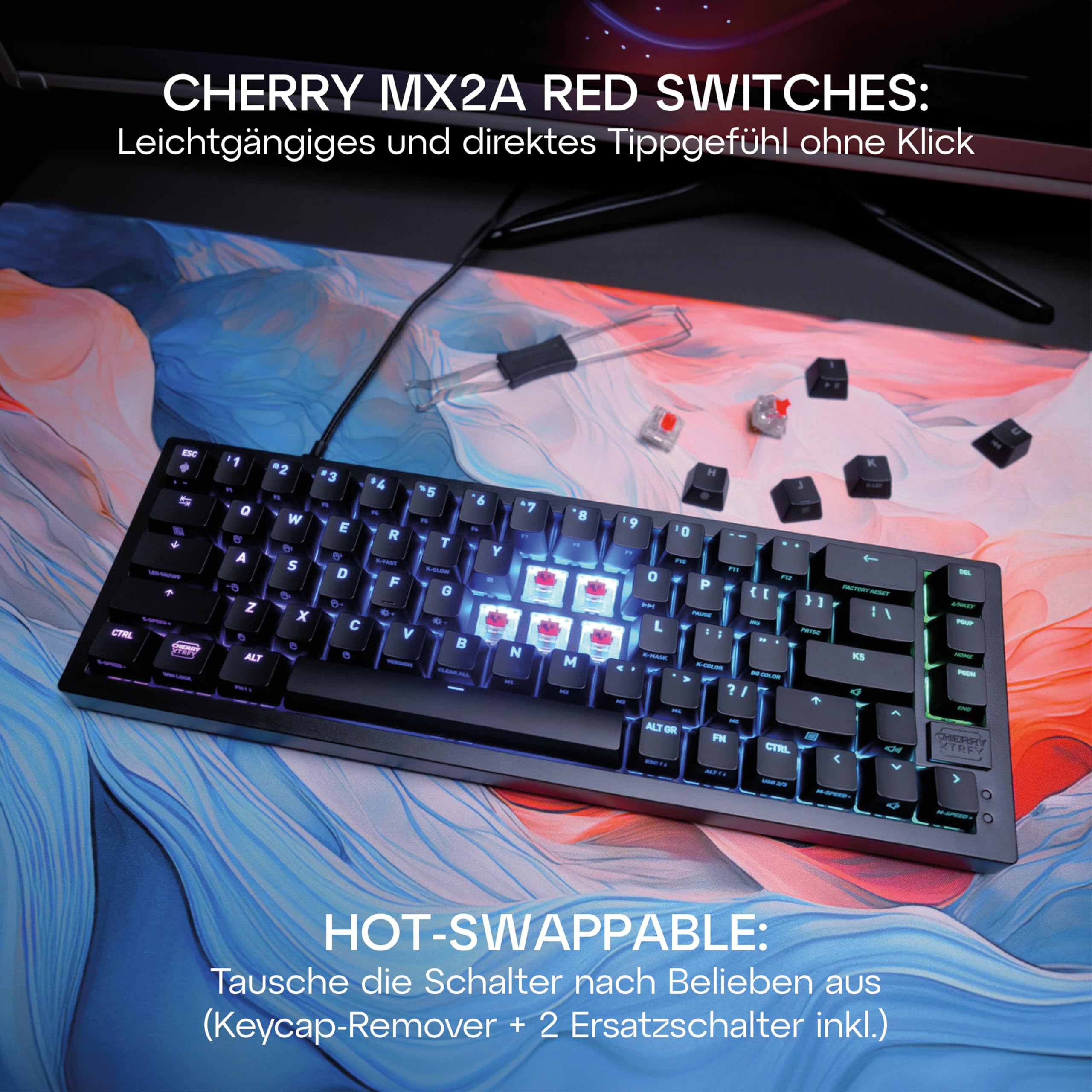 CHERRY XTRFY K5V2 Compact, mechanische Gaming-Tastatur im 65