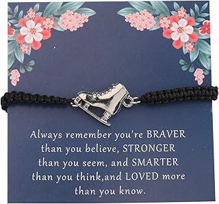KUIYAI Skater Gift Ice Skate Gift Always Remember You are Braver Stronger Smarter Than You Think Bracelet Skate Coach Gift Figure Skating Enthusiast Gift