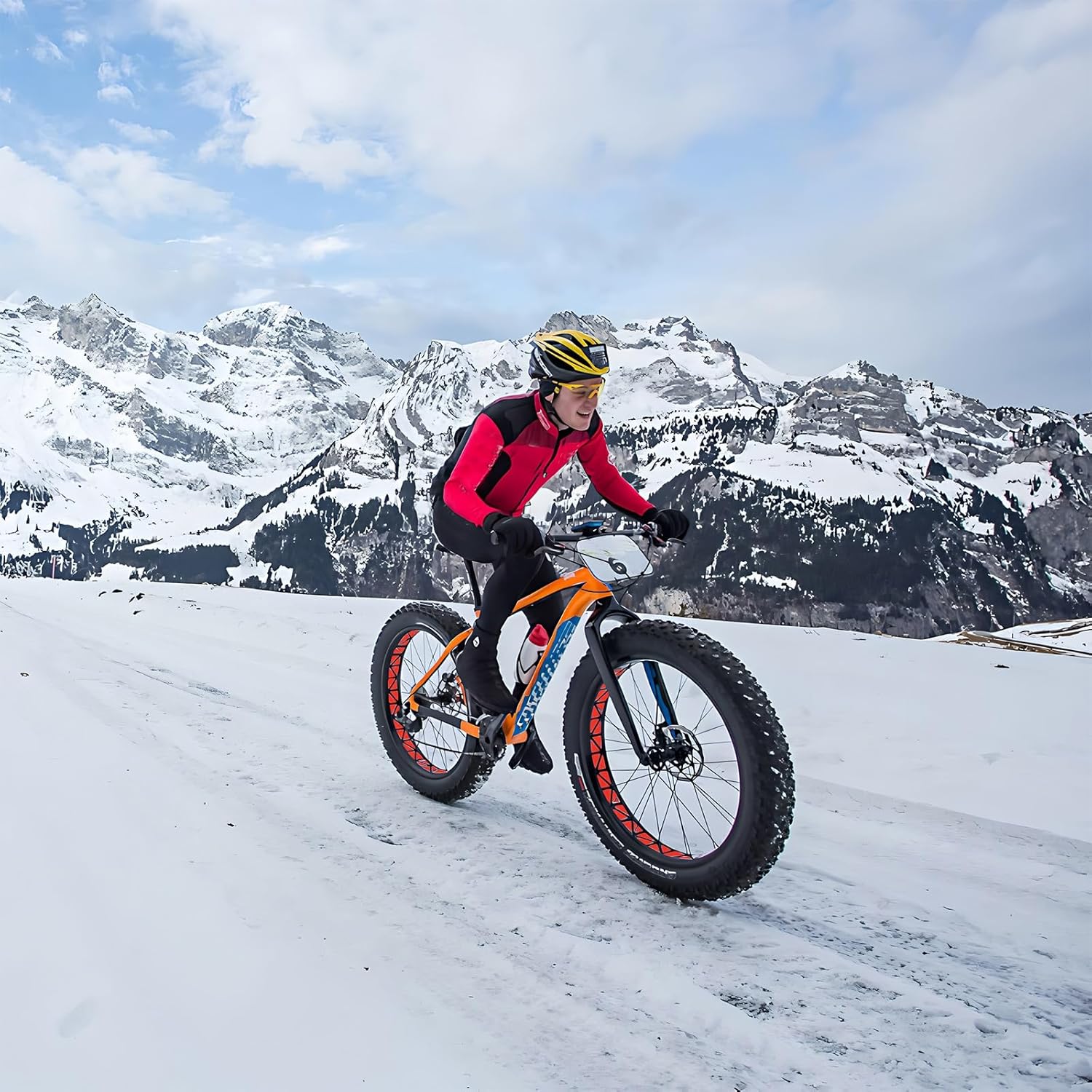 26in X 4.0 Fat Tire Bike Front Rear Wheel Disc Brake Snow Bike Wheelset Quick Release 135mm/190mm 36H Hubs Beach Bike Wheels for 7-12 Speed Cassette Freewheel Front Wheel for E-Bike(Red,Front+Rear)