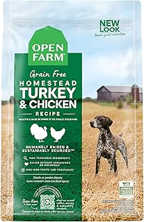 Open Farm Homestead Turkey and Chicken Grain-Free Dry Dog Food, 100% Certified Humane Poultry Recipe with Non-GMO Superfoods and No Artificial Flavors or Preservatives, 4 lbs