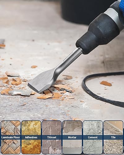 Miniatura 6 de Firecore 2 piezas de cincel SDS Plus de 3 pulgadas de ancho con manivela en ángulo doblado herramienta de cincel de extracción de azulejos (3 x 6.5