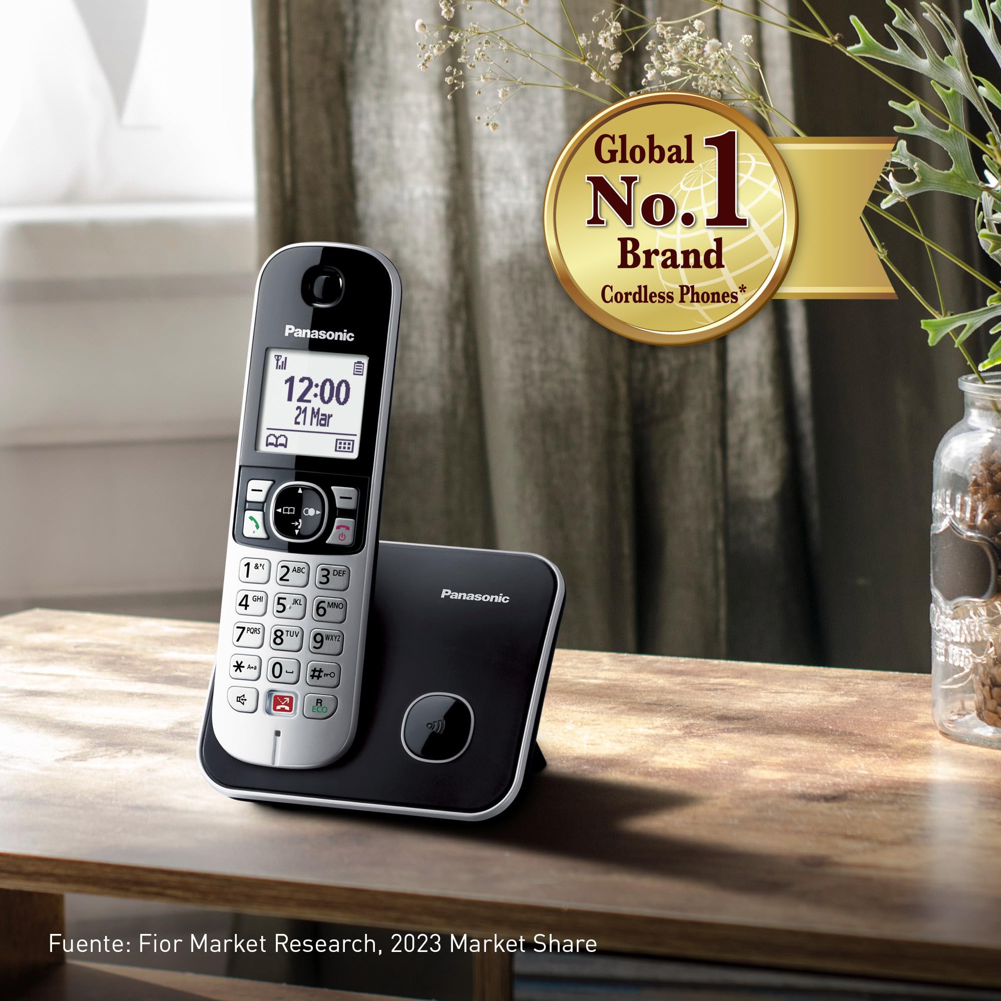 Panasonic KX-TG6852 Teléfono Fijo Inalámbrico Dúo con Manos Libres (Monitor de Bebes, Bloqueador de Llamadas, Modo No Molestar, Baja Radiación, Modo Eco) Plateado