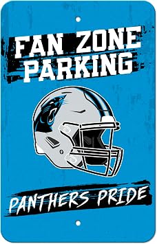 FANMATS 48144 NFL - Carolina Panthers Flat Parking Sign | Black & Blue | 18"x11.5" | Panthers Helmet Logo with "Fan Zone Parking" Wordmark