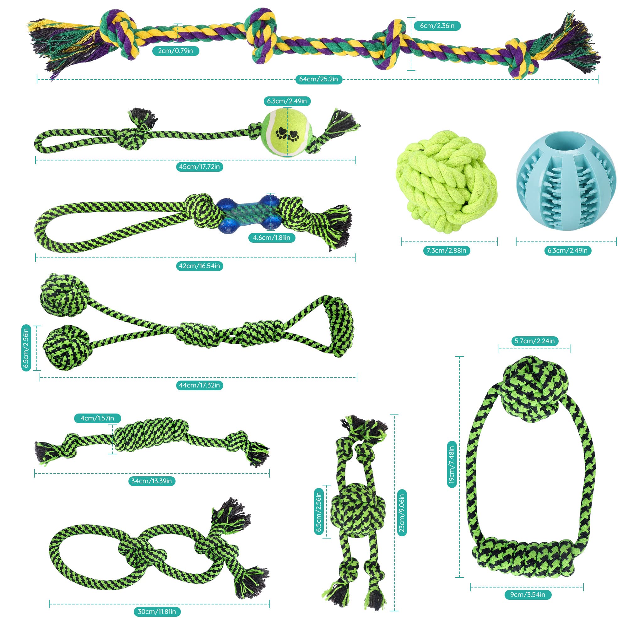 laetipet Dog Rope Toys 10 Pack Dog Toys, Dog Chew Toys for Aggressive Chewers, Indestructible Tug of War Toy for Dogs Teething, Puppies Chew Toys for Boredom, Durable Interactive Dog Tug Toy