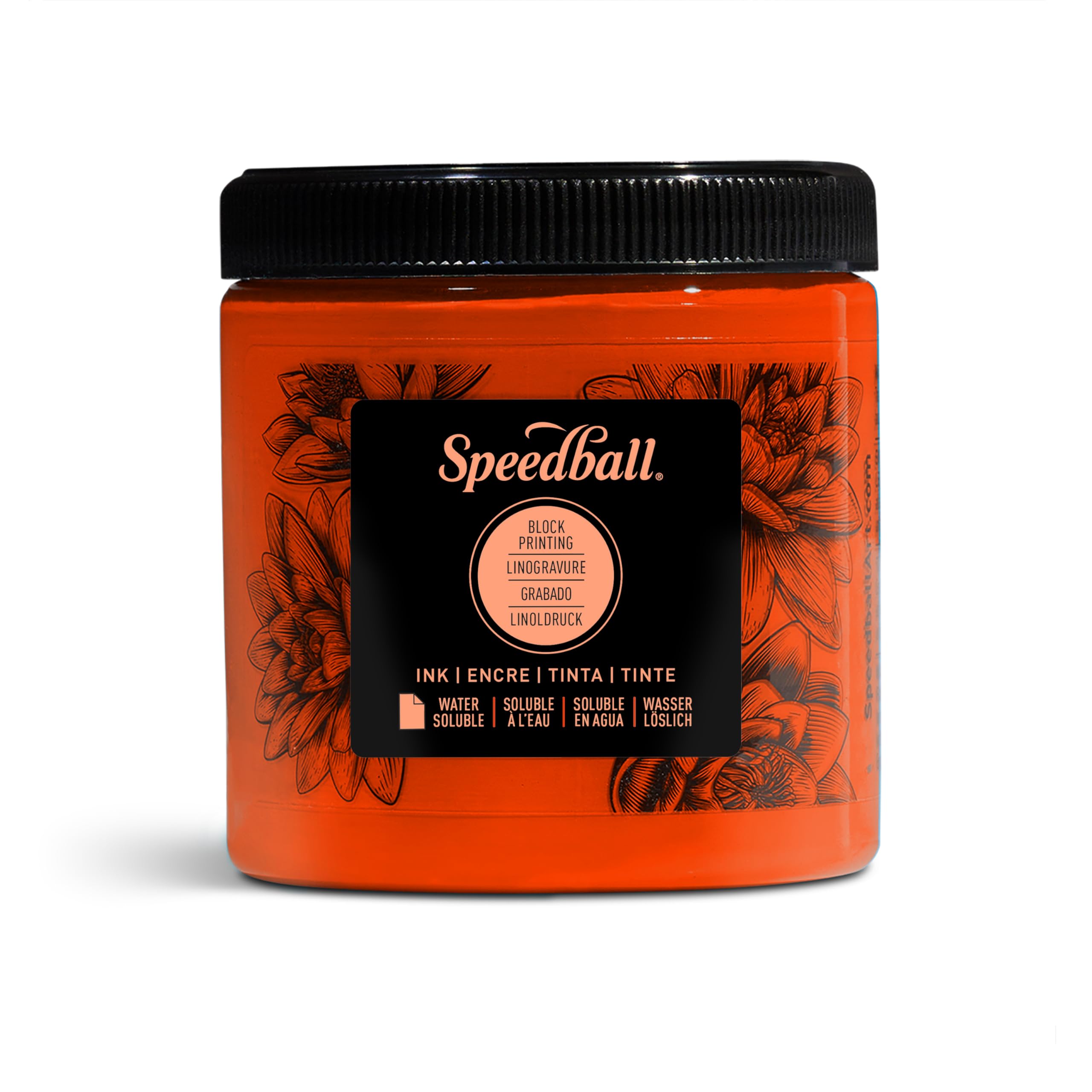 Speedball 8oz Water-Soluble Block Ink Orange, For Block Printing, Lino Printing, Screen Printing, For Artists Kit
