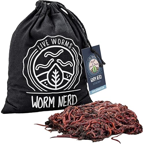 Worm Nerd Red Wiggler Worms Vivos, gusanos de compostaje para vermiculturacompostaje Paquete de 500 ***No se puede enviar a Hawái***