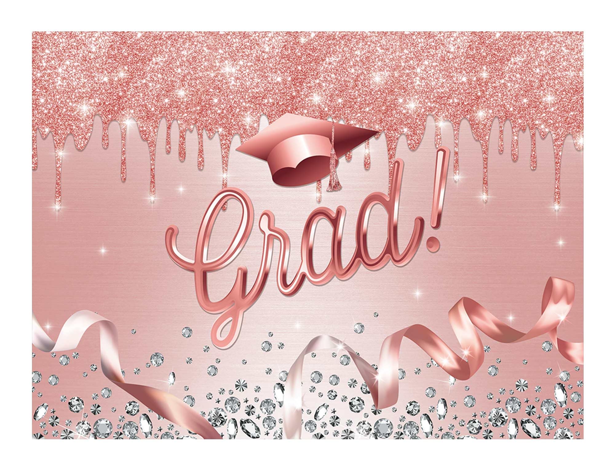 Funnytree 96" x 72" Class of 2024 Party Backdrop Girls Congrats Grad Rose Golden Glitter Photography Background Women Lady Pink Congratulates
