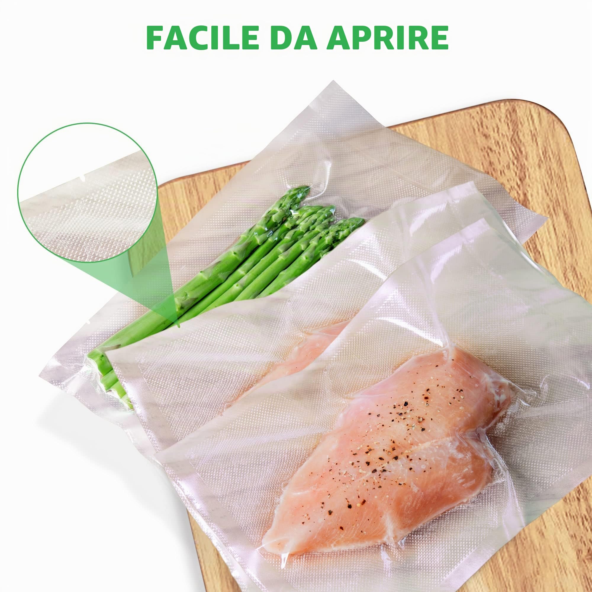 KitchenBoss Sacchetti per il Sottovuoto Alimenti, 3 Rotoli 20x500cm, Sacchetti Sottovuoto Alimenti, Rotoli per Sottovuoto Alimenti rotolo sottovuoto alimenti