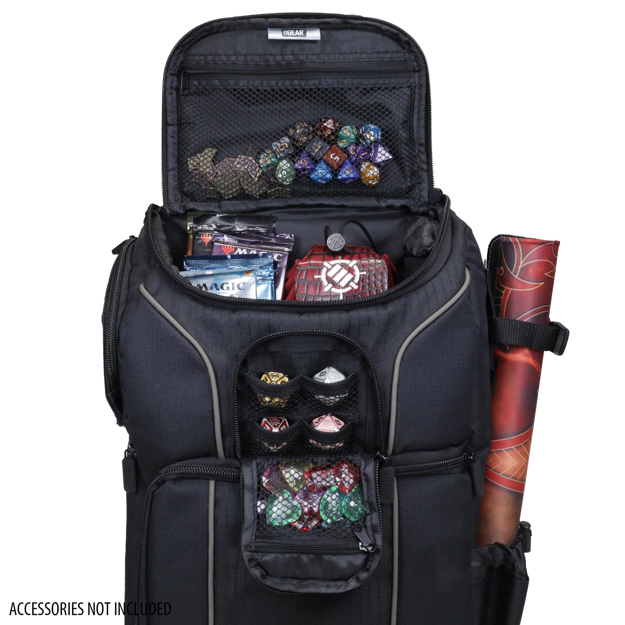 USA Gear Zaino MTG Compatibile con Magic the Gathering Deck, Deck e altro - Zaino MTG TCG con Tracolle, Divisori Personalizzabili, Tappetino da Gioco TCG, Spazio per Raccoglitori (Nero)