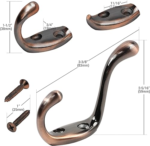 Vista 37 de Rok Hardware Gancho de doble capa resistente, 3-1/2 pulgadas, níquel cepillado, paquete de 10 ROKCH101BN cepillado níquel