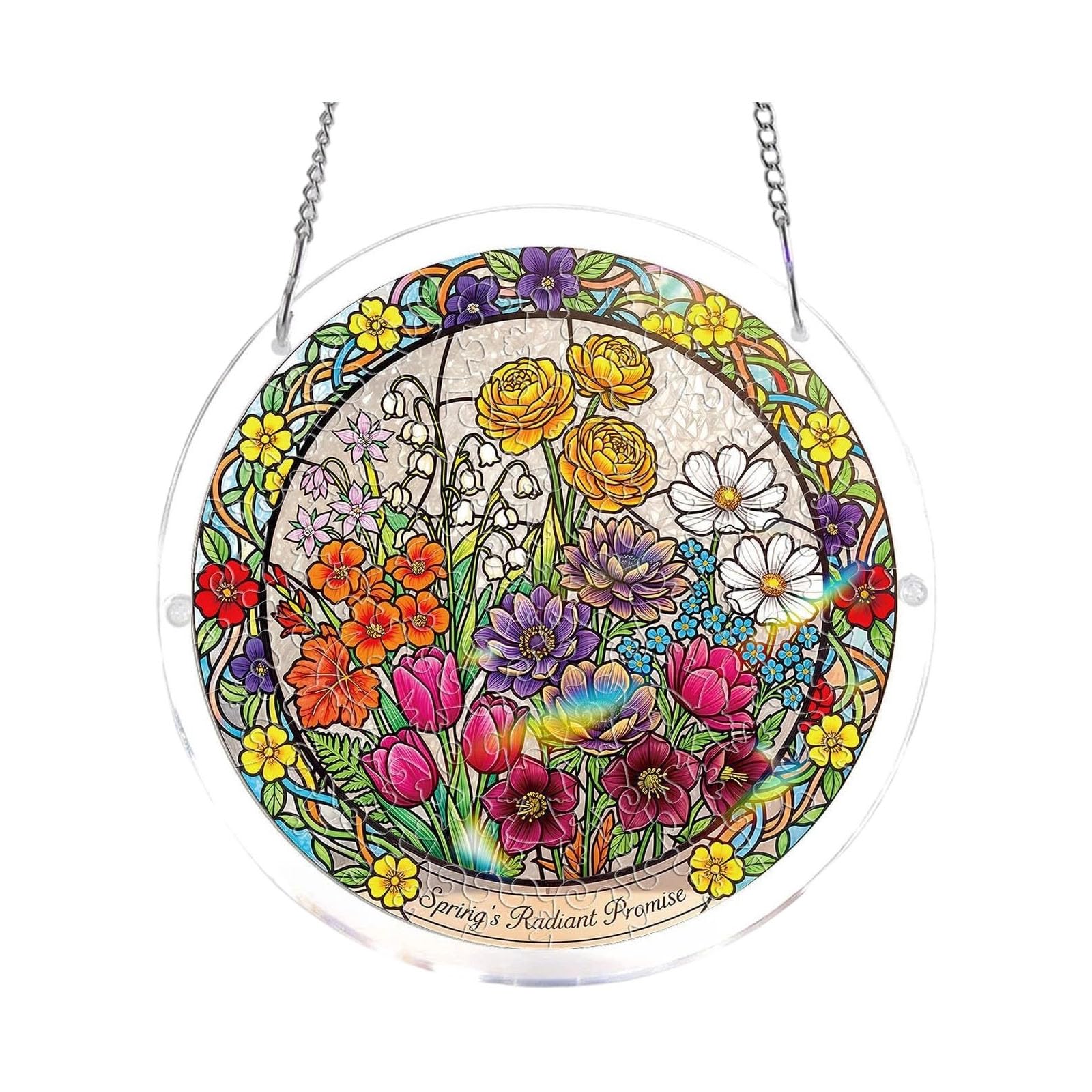 Creative Artistic Abstract Styles Solar Mobile Sun Catcher with Frame with Chain Suitable for Bedroom Living Room Wedding Artistic Sun Catcher