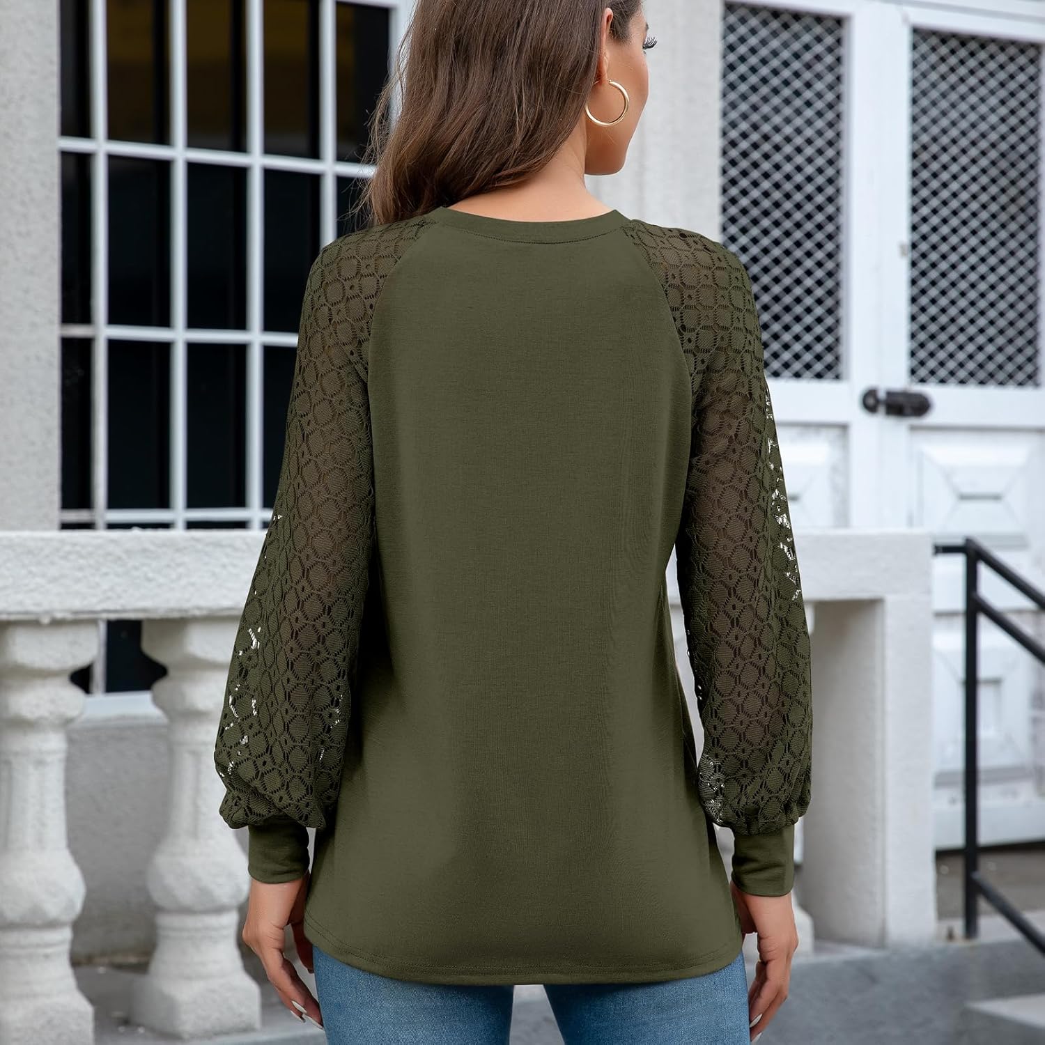 Women's Tops Long Sleeve Lace Shirts Dressy Business Casual Blouses Soft and Comfortable Fall Clothes - Image 4