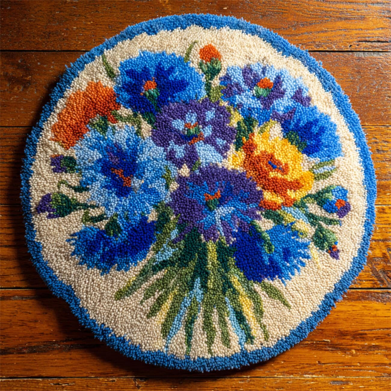 Kitquiver Flowers Latch Hook Kits Cartoon Bouquet DIY Crochet Kits Needlework Crafts for Home Decor，Latch Hook Kits for Beginners Adults 50x50cm