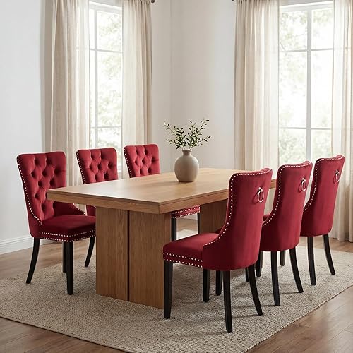 Miniatura 46 de Sillas de Comedor Juego de 4 sillas de comedor de terciopelo azul claro, Silla tapizada de tela para cocina y comedor, sillas de comedor modernas de