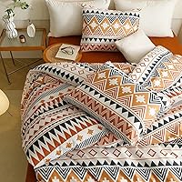 Vista 232 de Luxlovery - Juego de edredón azul neblina, tamaño matrimonial, minimalista, azul polvoriento, edredones de algodón suaves y transpirables, azul