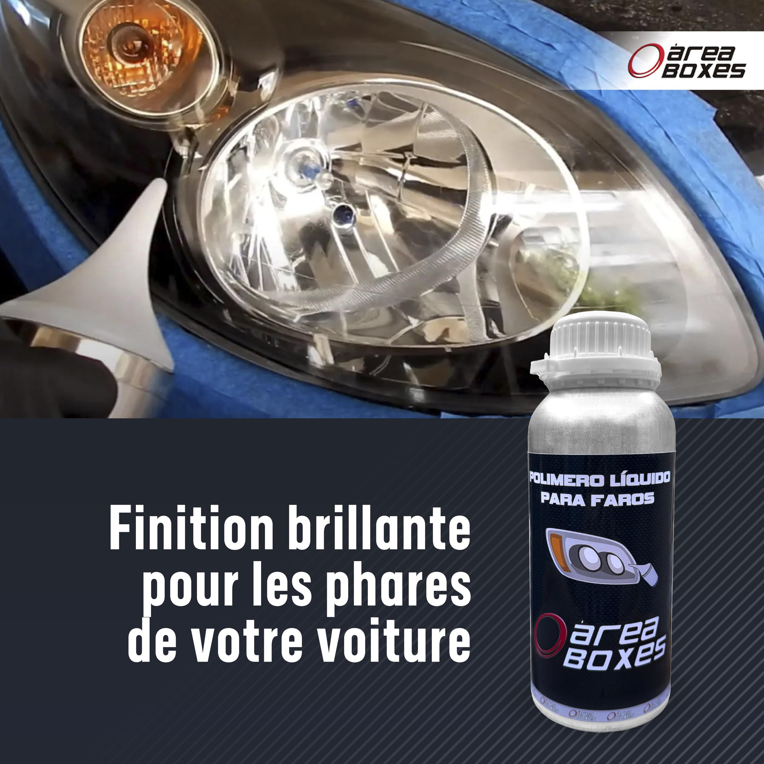 Kit De Restauration De Phares De Voiture avec POLYMÈRE Liquide. Kit Polymère Complet Rapide Et Facile, Tout Ce Dont Vous Avez Besoin pour Restaurer Complètement Vos Phares à Neuf. (Low-KIT)