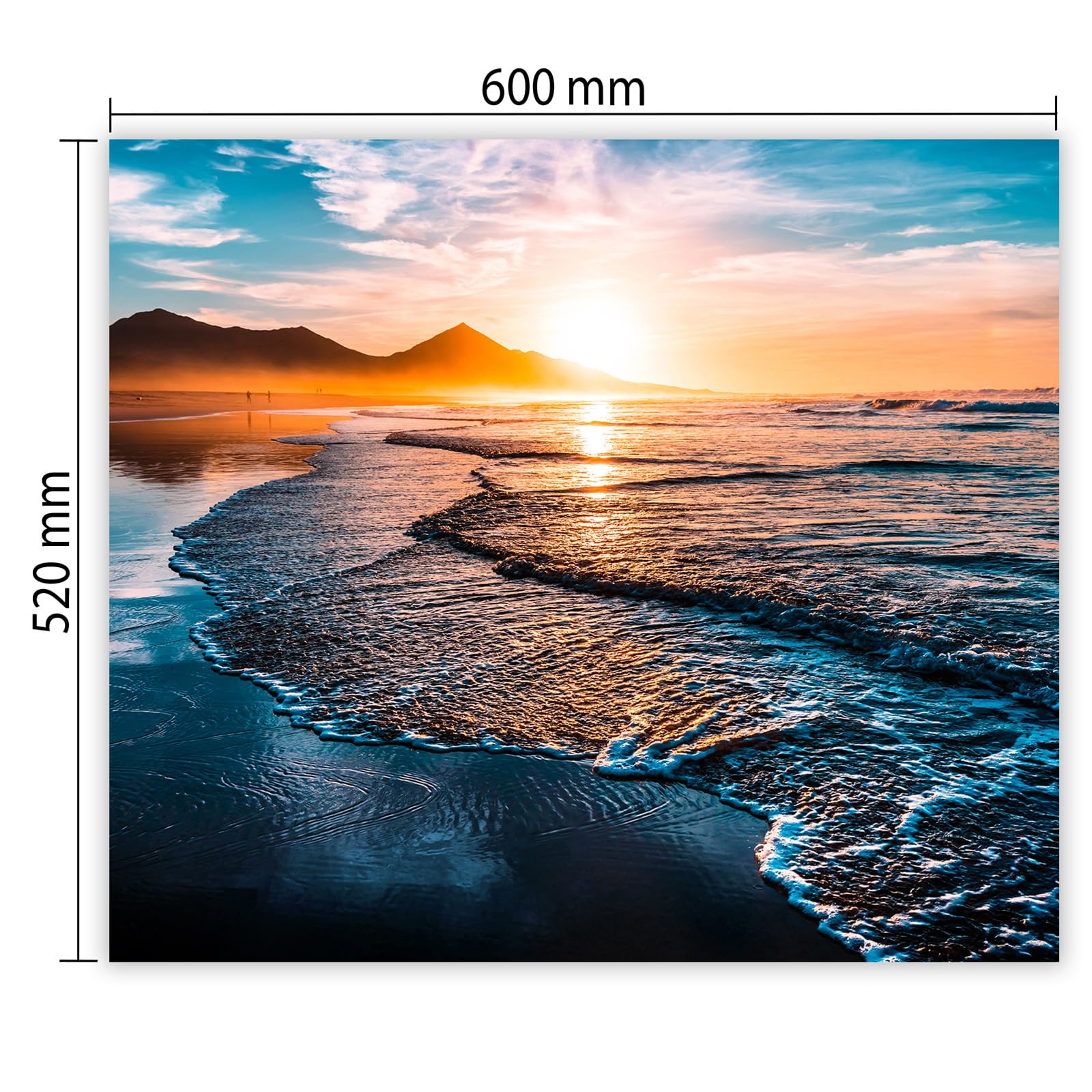 Protection plaque de cuisson, vitrocéramique, verre trempé, pour cuisinières électrique, à induction,planche à découper 60x52 cm une pièce paysage marin orange (107174)