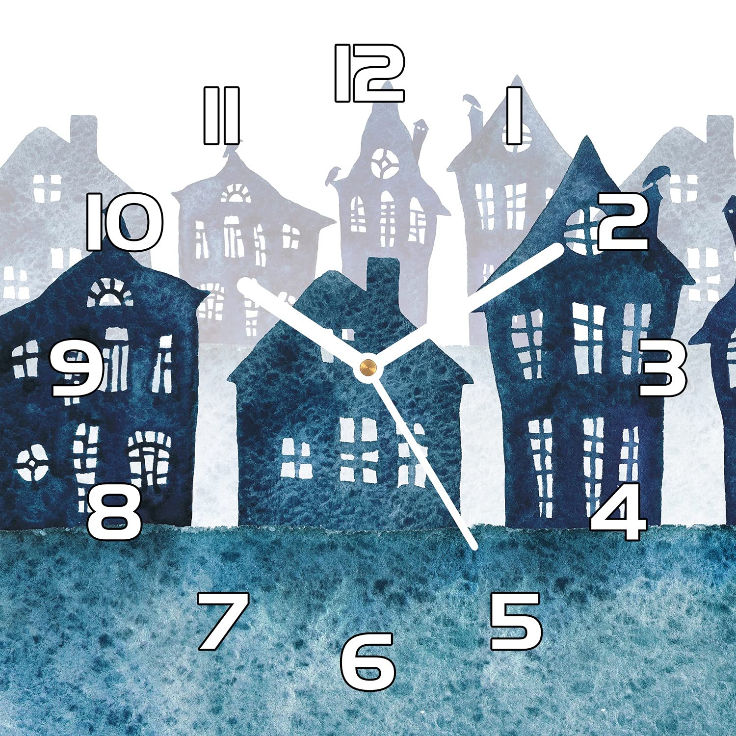 Horloge en verre cuisine salon murale moderne 30x30 cm aiguilles blanches