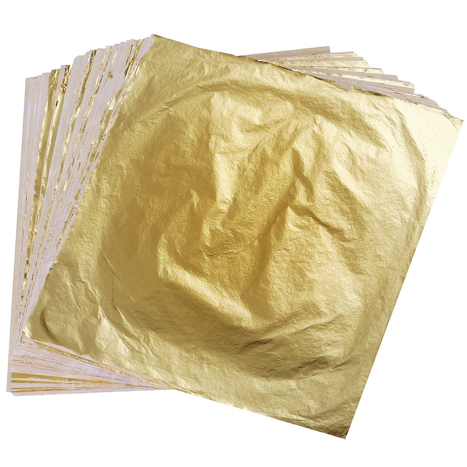 100 Sheets Imitation Gold Leaf for Painting, Arts, Gilding Crafting, Decoration, 5.5 by 5.5 Inches Imitation Gold Foil Sheets