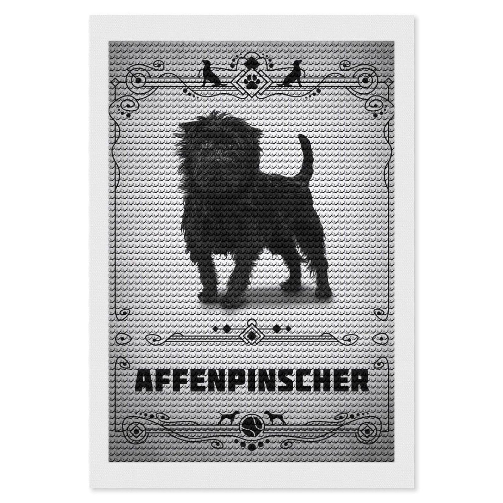 Junmoney Affenpinscher DIY Diamond Art Canvas Kit 8"x12", Simple to Start, Fun Craft Experience, Modern Decor, Gift Idea, Adhesive Canvas
