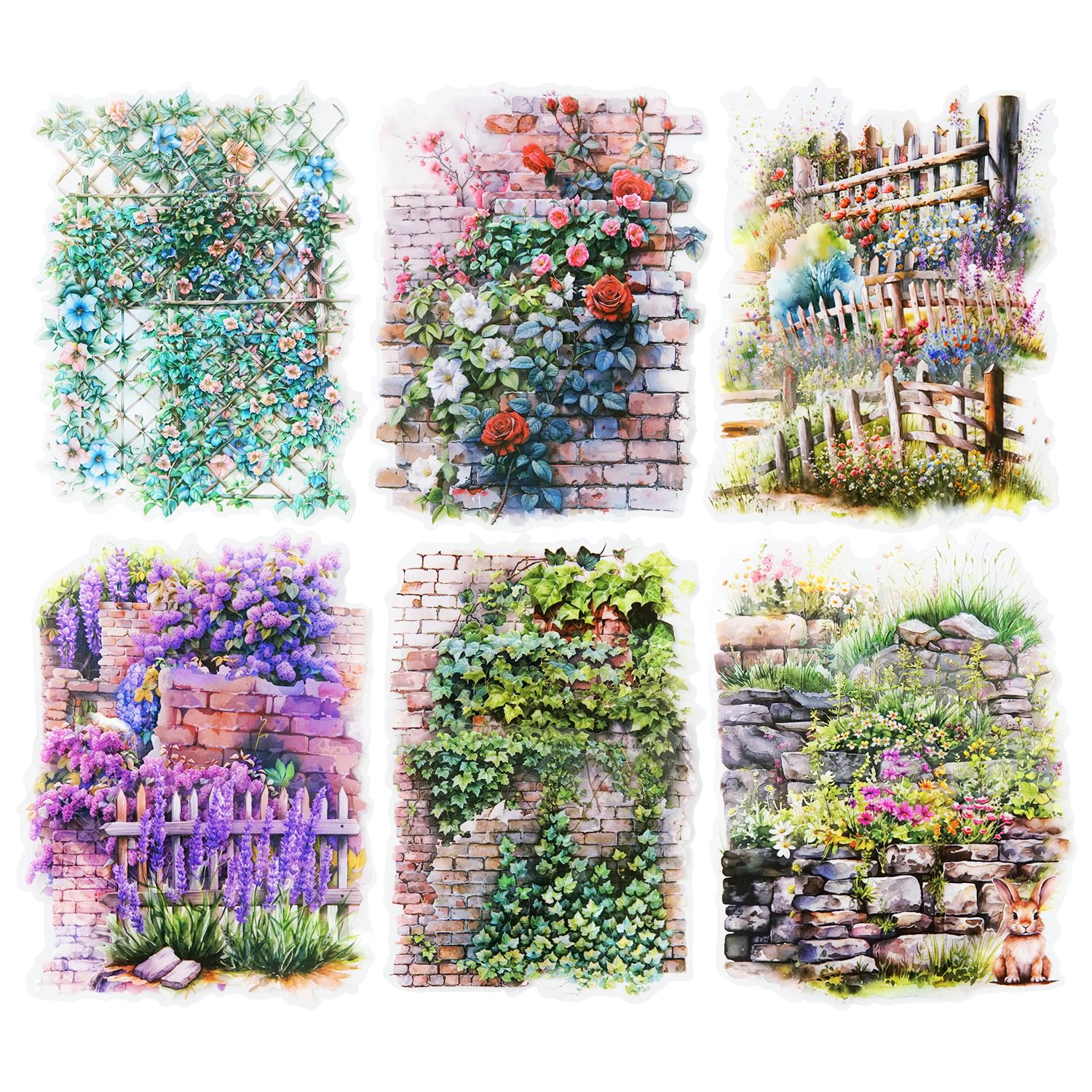 Miyouluna Outside Fence 60Pcs Fence Pet Scrapbook Stickers, Botanical Designs For Scrapbooking Diy Crafts Waterproof Journaling Supplies Junk Journal Ephemera With Storage Organizer