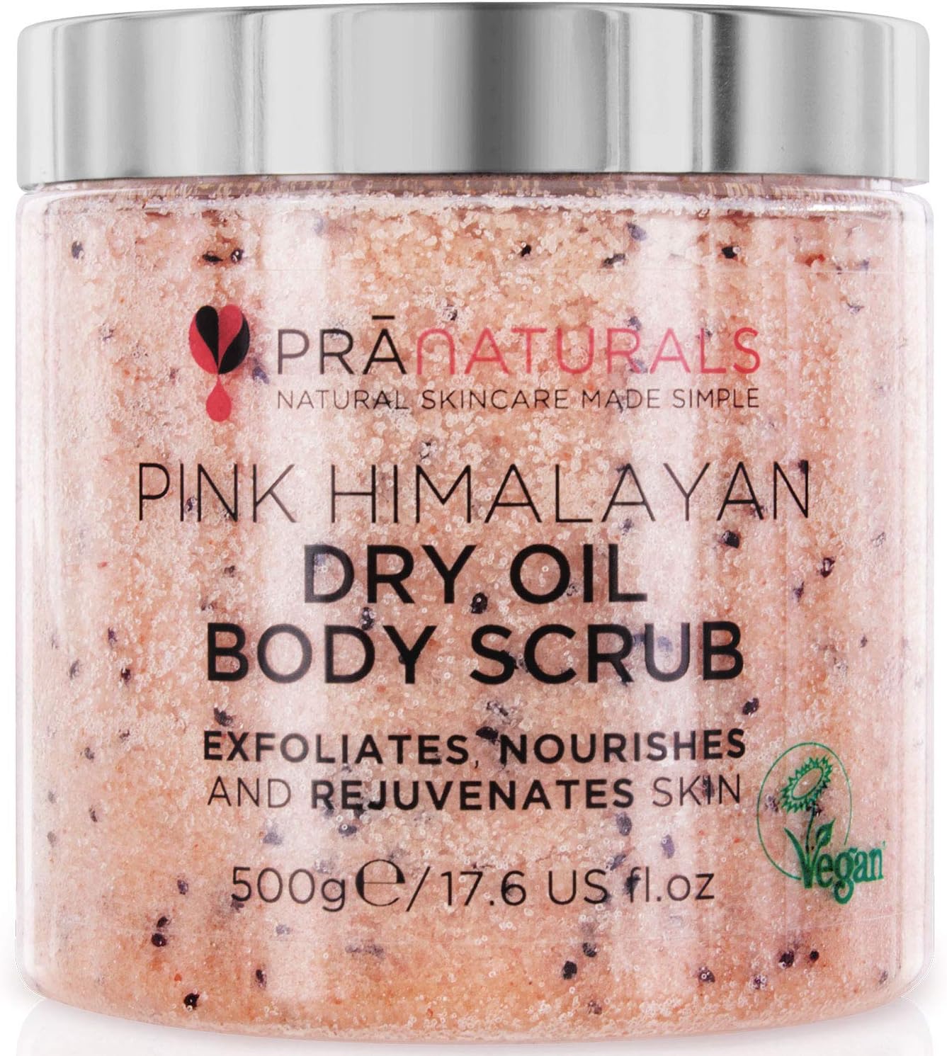 Pink Himalayan Salt Body Scrub 500g, Naturally Rich in Nourishing Minerals & Vitamins, Removes Dead Skin Cells, Rejuvenates Skin, For All Skin Types, Delicately Scented with Natural Oils