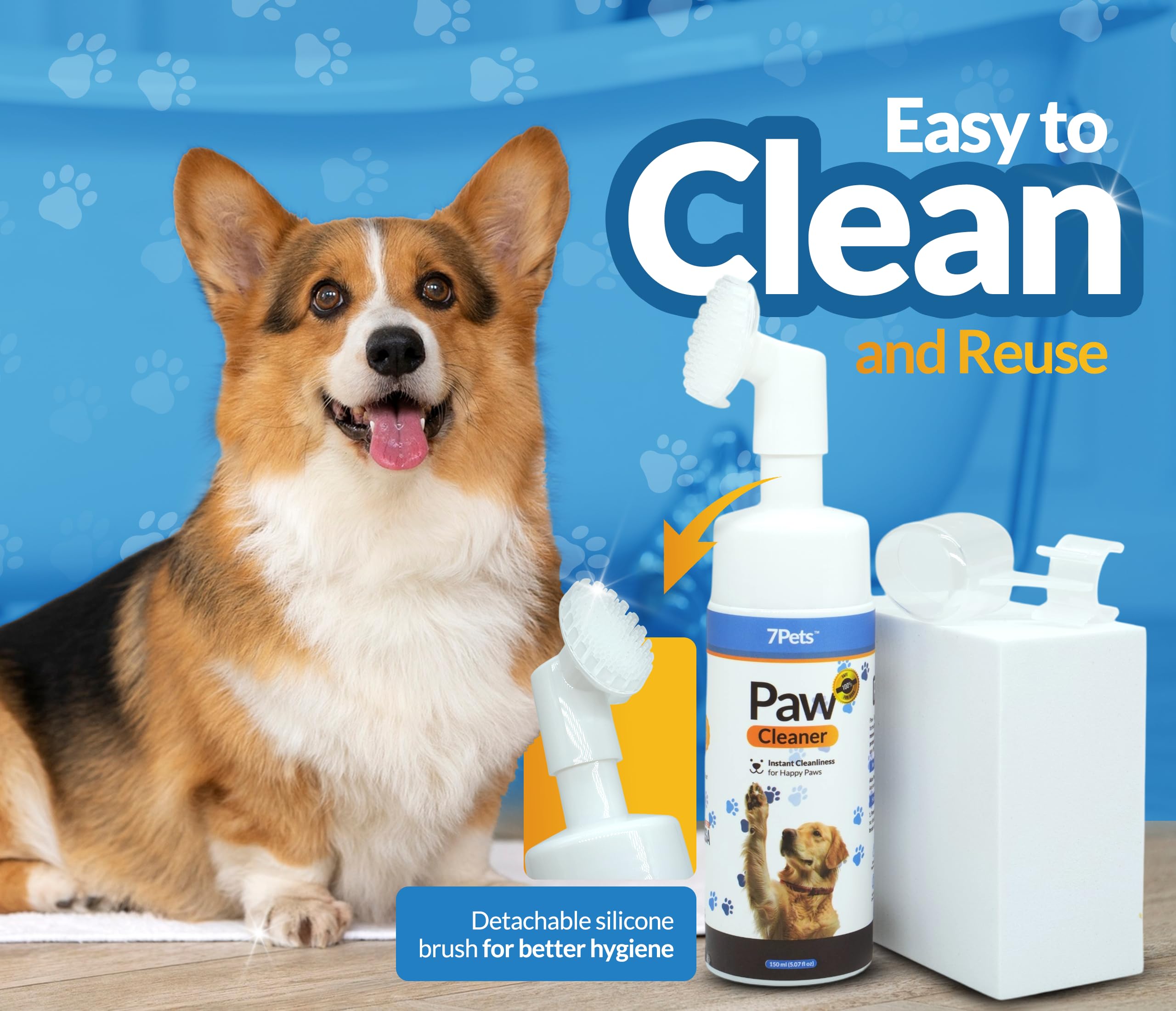 Paw Cleaner for Dogs & Cats | Gentle Dog Paw Washer | No Rinse Foaming | Unscented | Pet Foot Cleaner with Built-in Silicone Brush for Muddy Paws | Puppy & Kitten Paw Wash | 5 fl oz - image 6