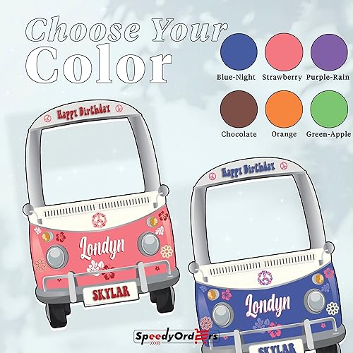 Miniatura 6 de Hippie Decor Van Photo Booth Props; Tamaño: 36 x 24, 48 x 36 personalizado 1960s Hippie Selfie Frame Peace, 60 - 70, suministros para fiestas,