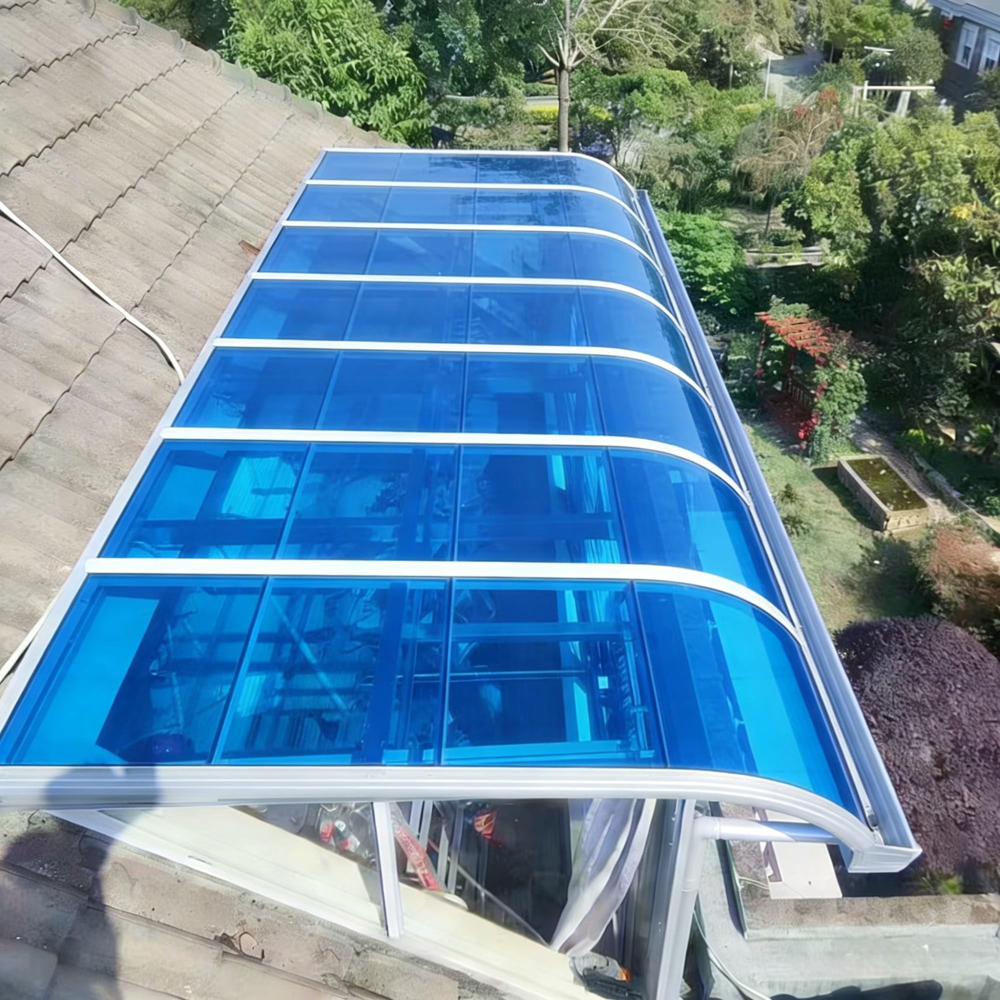 Telo di copertura in acrilico blu per serre, 80 x 500 cm, resistente alle intemperie, in plastica, per esterni, resistente ai raggi UV