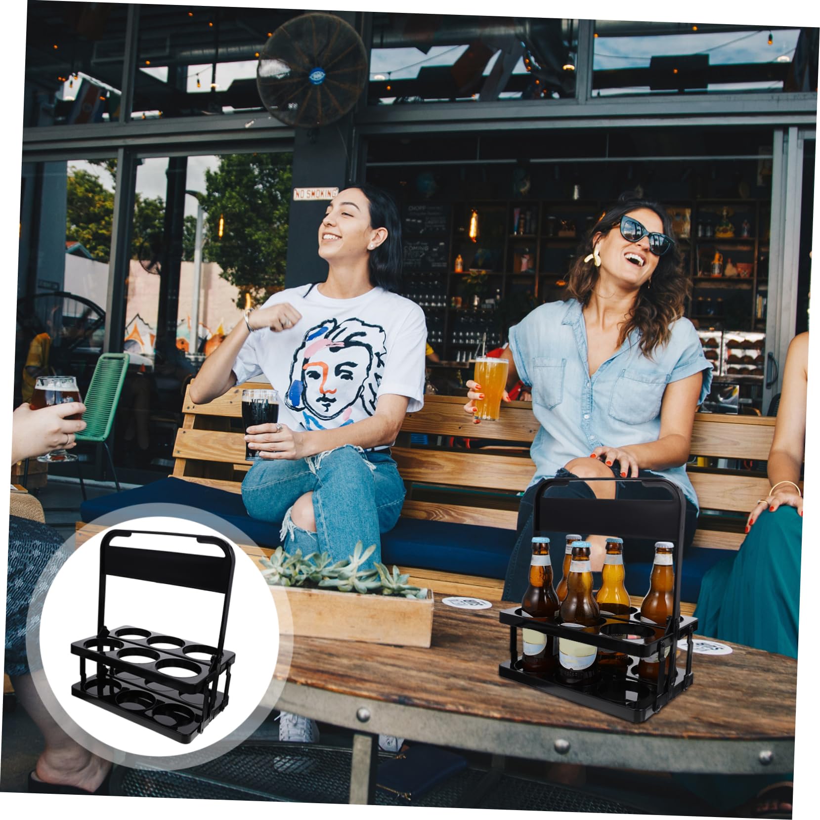 Cabilock 4 Piezas Soporte para Botellas de Cerveza Plegable y Portátil Organizador Resistente de Botellas con Asa Material y Envejecimiento para Fiestas y Uso Diario