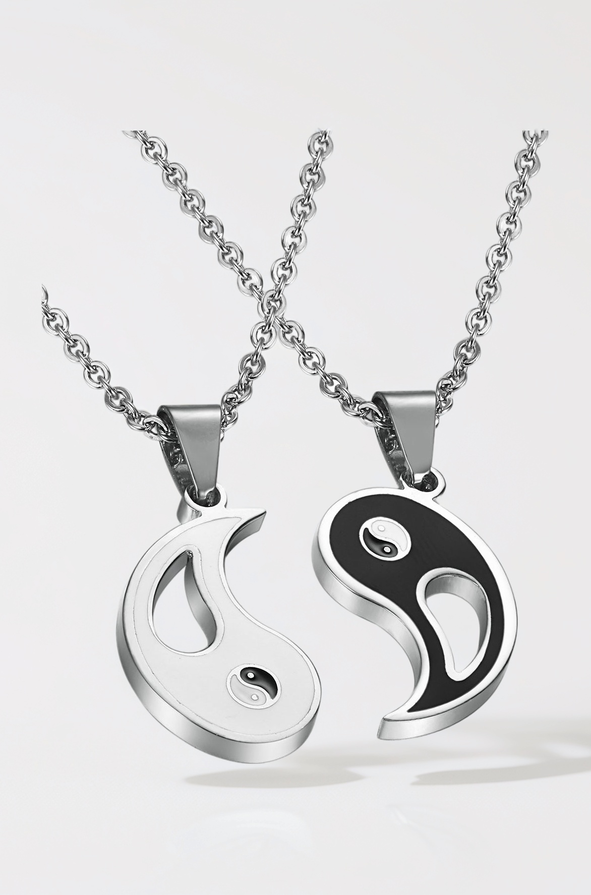 Yin Yang Pendant Necklace for Men Women (22-Inches) -Set of 2 Pieces