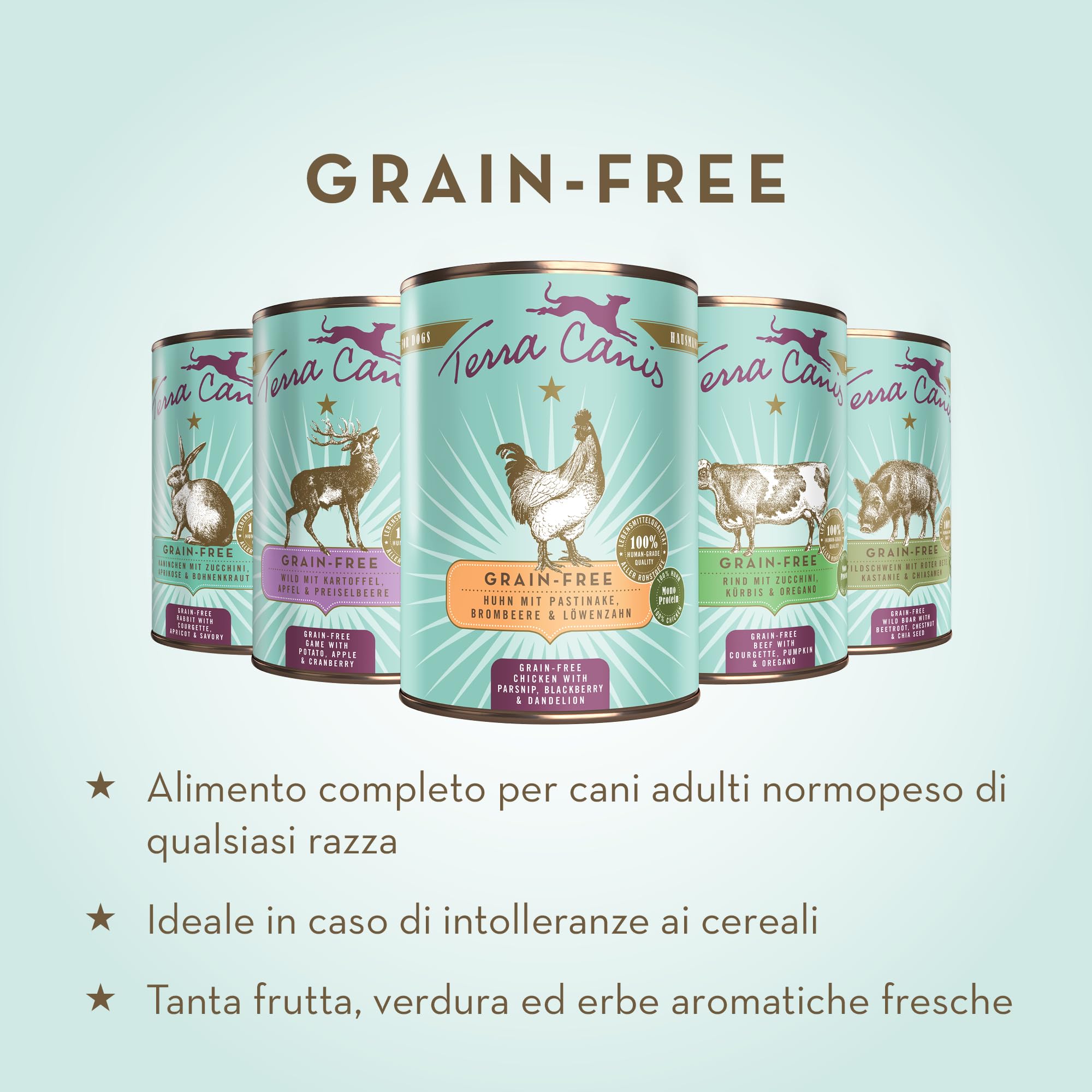 Terra Canis Anatra con zucca, cibo umido senza cereali per cani, 6x800g | Materie prime di qualità alimentare al 100%, con carne fresca, ricco di nutrienti, senza cereali e glutine
