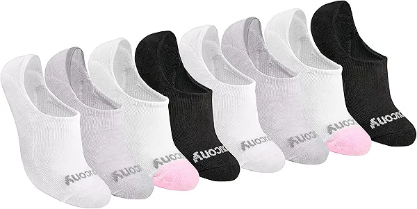 Saucony Women's Performance 8, 16 Pairs No Show Cushioned Invisible Liner Socks, S-L, Wardrobe (8 Pairs), Large