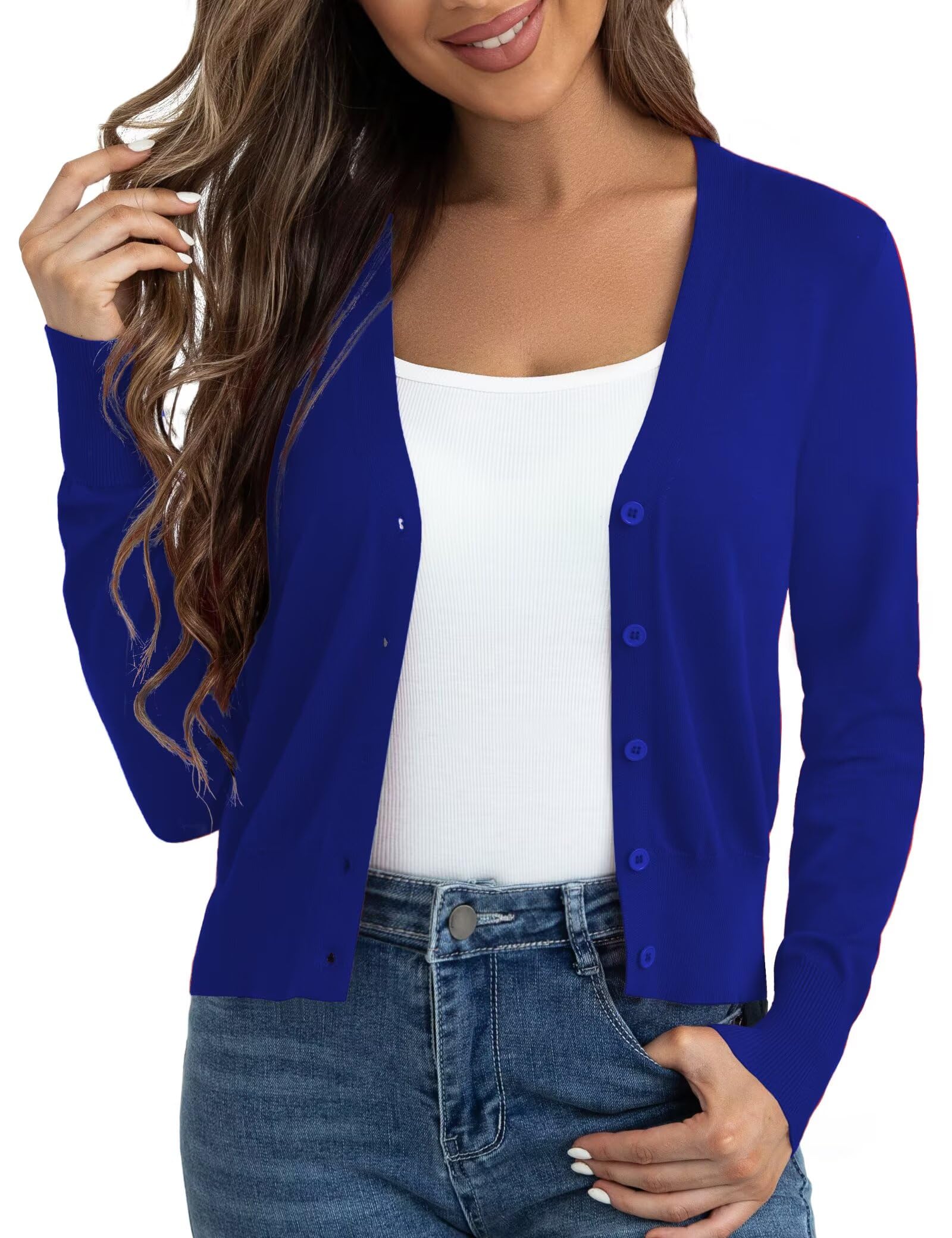 Ahlaray Women's Cropped Cardigans Sweaters Button Down Open Front Bolero Shrugs for Dresses, S-XL