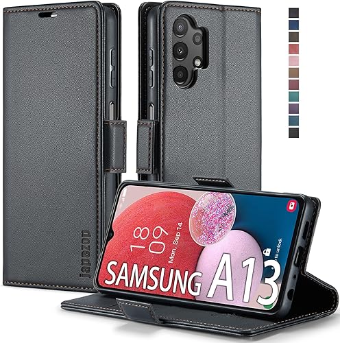 Miniatura 8 de Funda para Samsung Galaxy A13 5G, Samsung Galaxy A13 5G con tarjetero bloqueo RFID atril magnético, funda de cuero con tapa para Samsung Galaxy A13