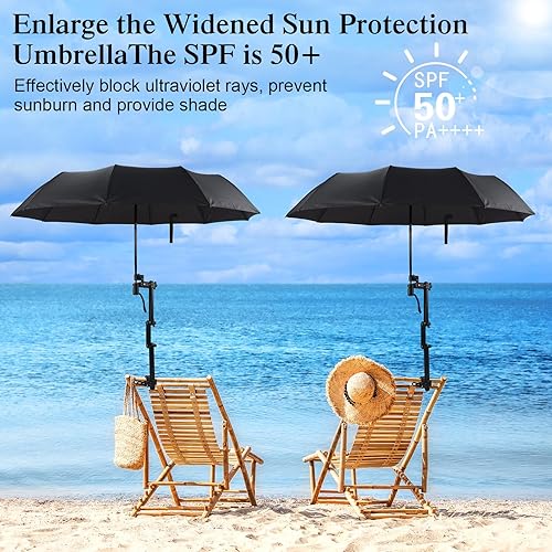 Miniatura 5 de 2 paraguas de playa con abrazadera universal ajustable UPF 50+ apertura y cierre automático resistente al viento paraguas de golf portátil para