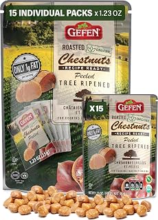 Gefen Organic Whole Roasted & Peeled Chestnuts, 1.23oz (15 Pack) Perfect Grab n' Go Snack | Keto Freindly | Certified Kosher (Including Passover)