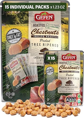 Gefen Organic Whole Roasted & Peeled Chestnuts, 1.23oz (15 Pack)