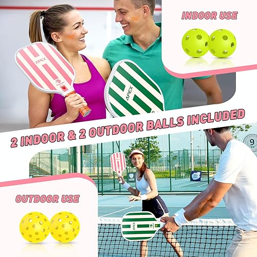 Miniatura 5 de Pickleball Paddles Set of 24, USAPA Approved Lightweight Fiberglass Pickleball Set with 4 Pickleballs, 1 Pickleball Sling Bag, Pickleball Gifts for