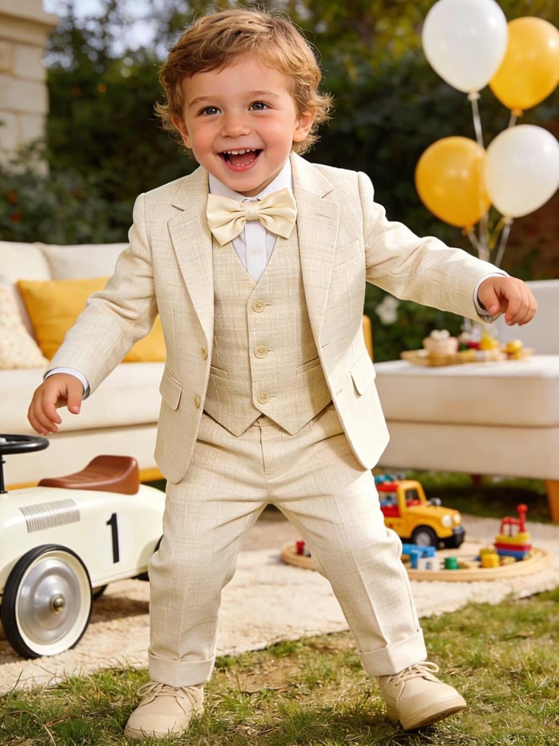 Boys Suits Wedding Ring Bearer Outfits Kids Dress Clothes Easter Prom Formal Tuxedo Suit Set with Bowtie,Tie