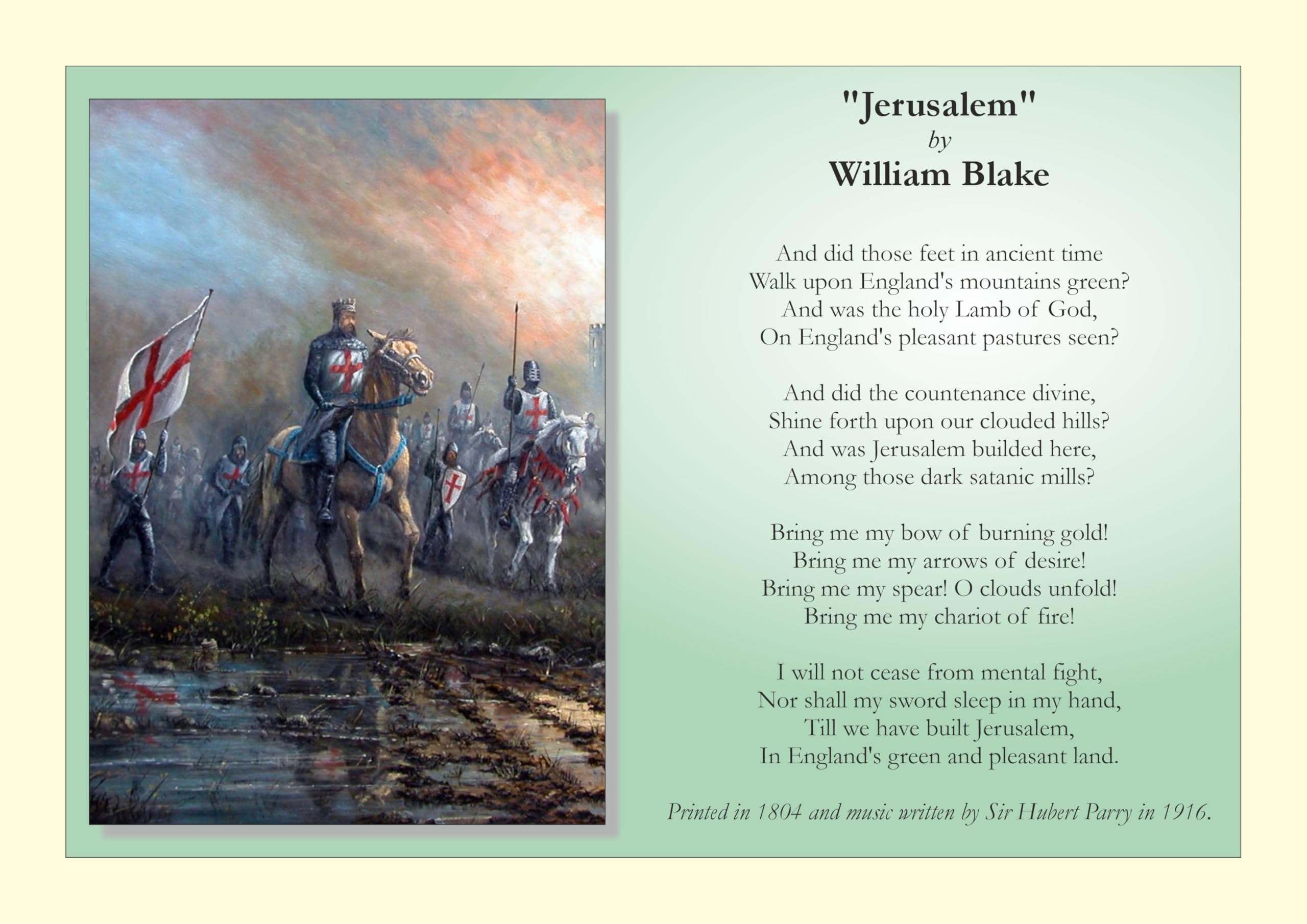 Poetry & Hymn: Jerusalem "And did those feet in ancient time ..."