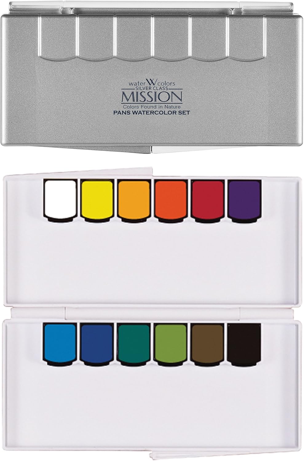 Mijello Mission Silver Pan Watercolor Set Compact Size (Silver Pan 12 Colors)